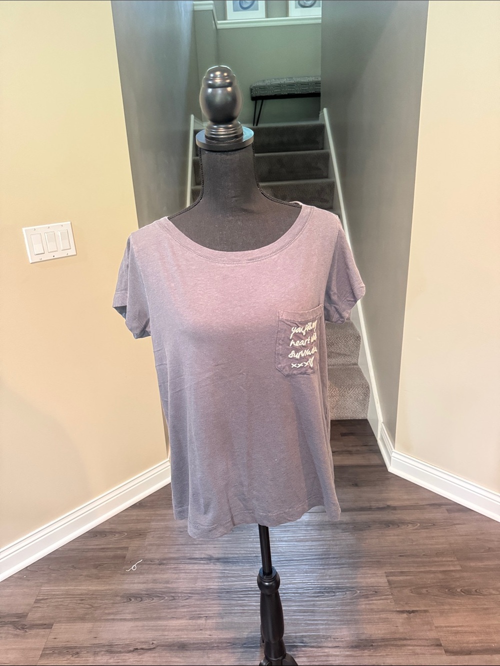 French Connection Dusty Lavender Short Sleeve Pocket Tee
